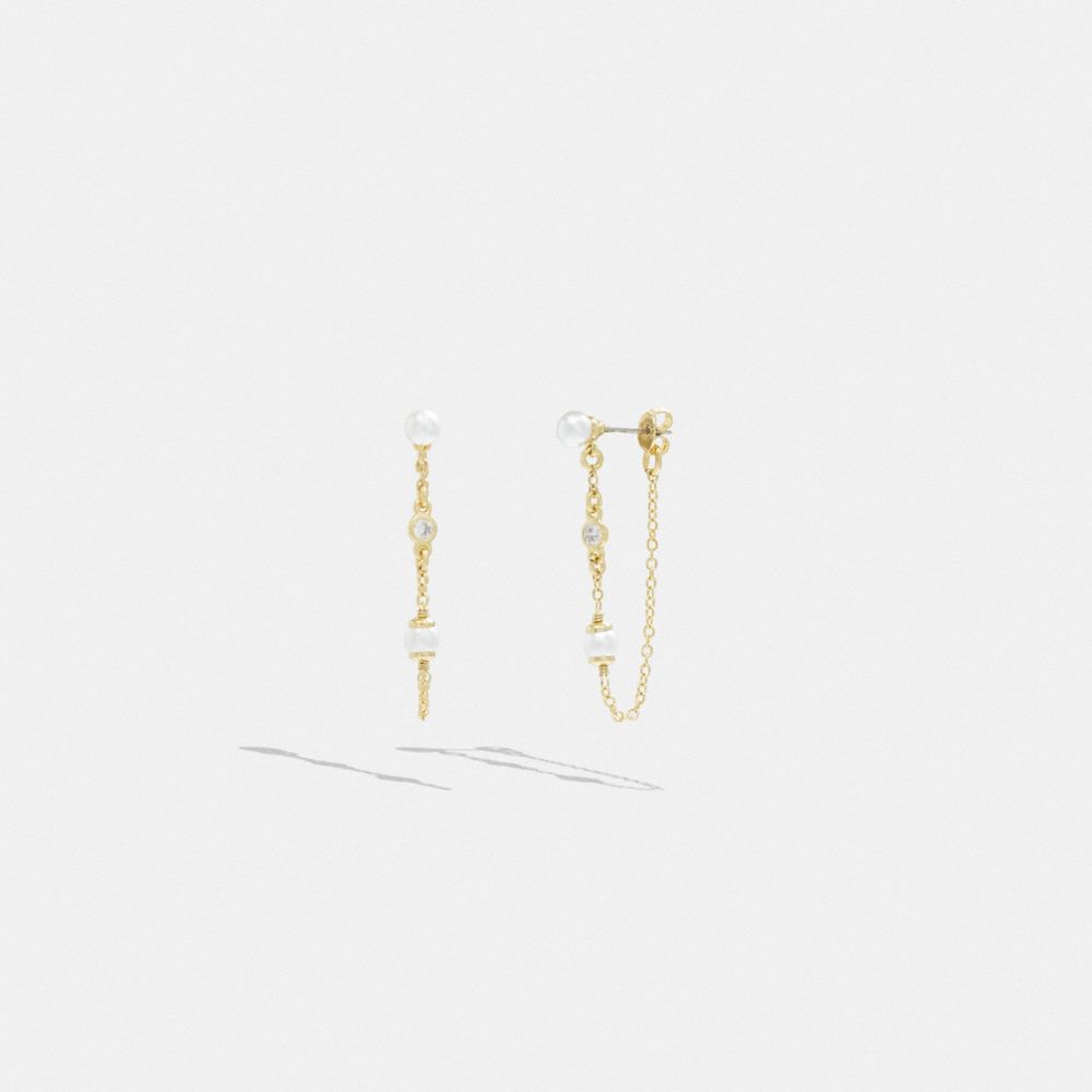 Gold Coach Classic Pearl Chain Earrings Women Jewelry | 0162YFWPL