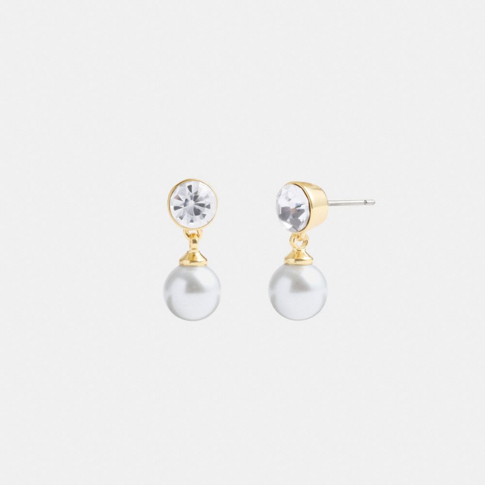 Gold Coach Classic Pearl Drop Earrings Women Jewelry | 3519KCVMZ