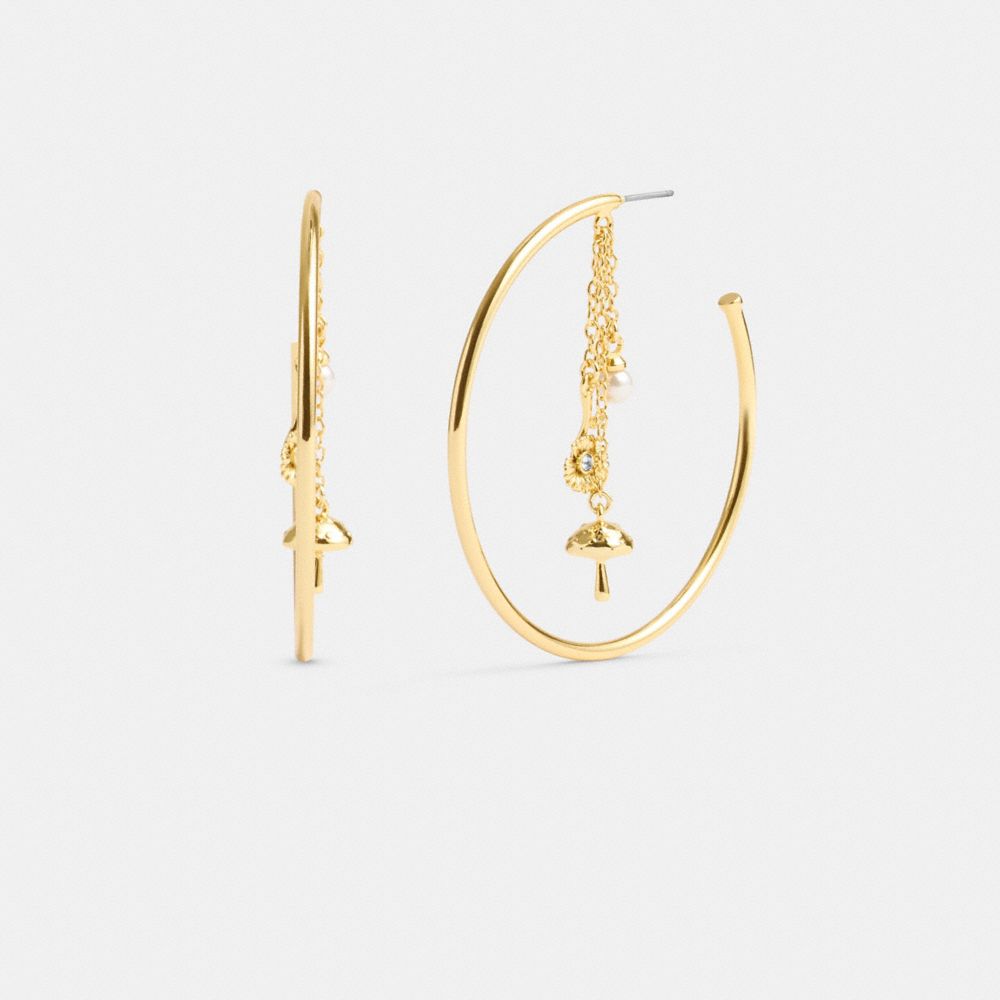 Gold Coach Garden Charms Hoop Earrings Women Jewelry | 1762IVSEY