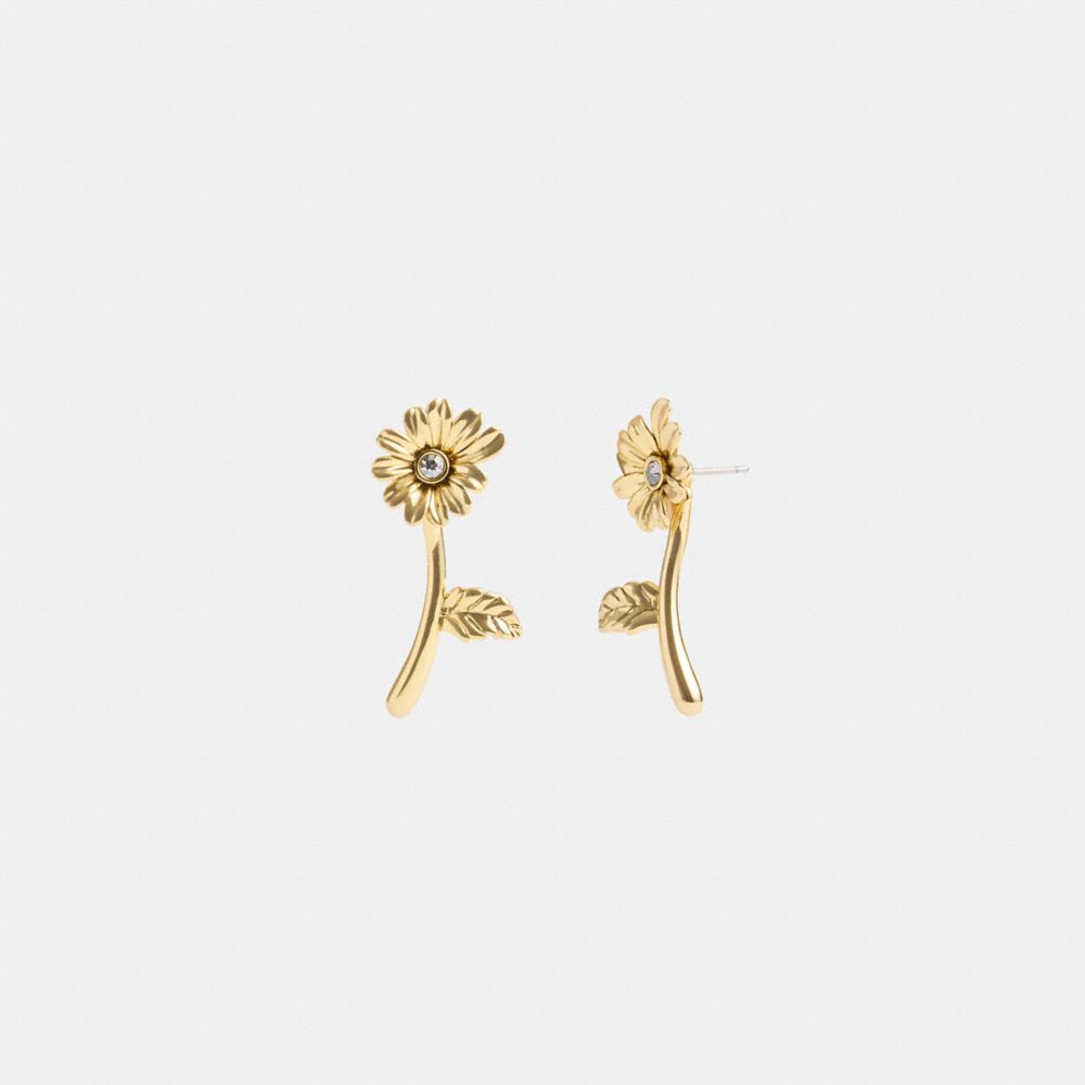 Gold Coach Garden Flower Stem Stud Earrings Women Jewelry | 8041TEPKW