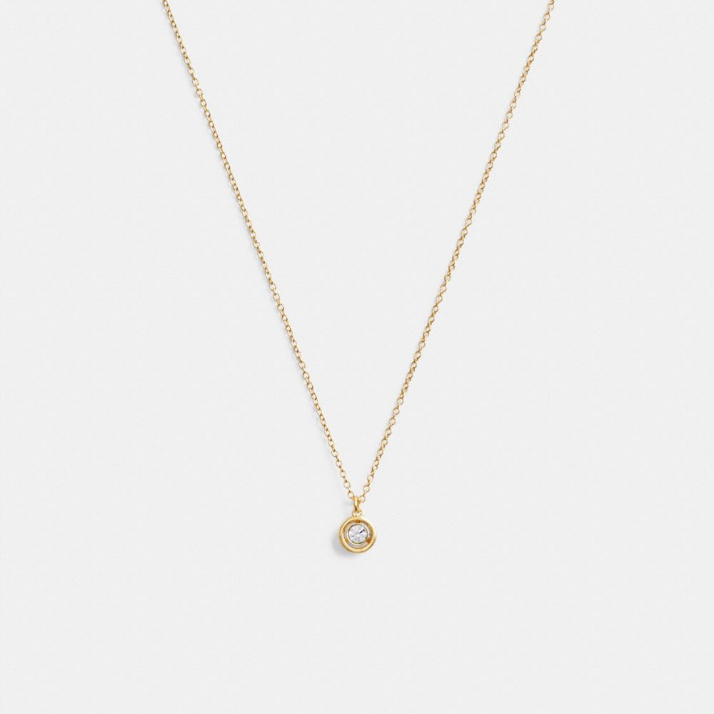 Gold Coach Halo Round Pendant Necklace Women Jewelry | 1793ITXWY