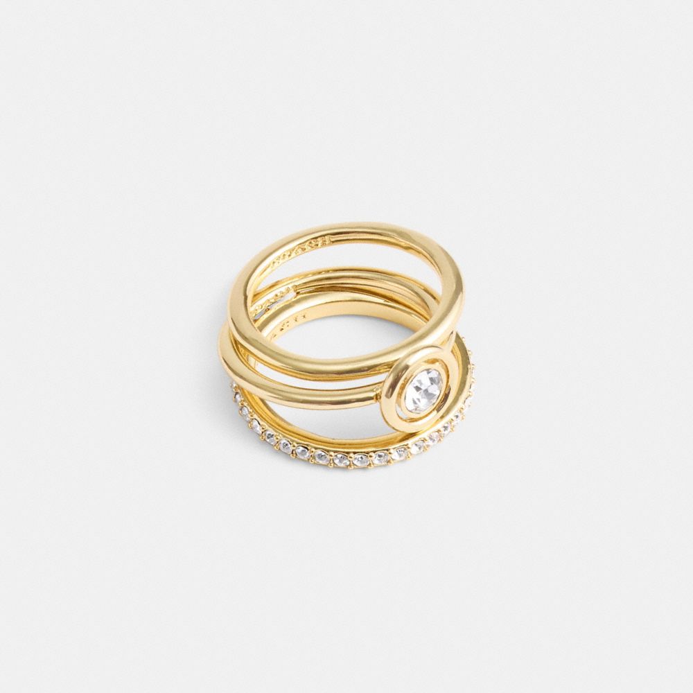 Gold Coach Halo Round Ring Set Women Jewelry | 3712YNPDG