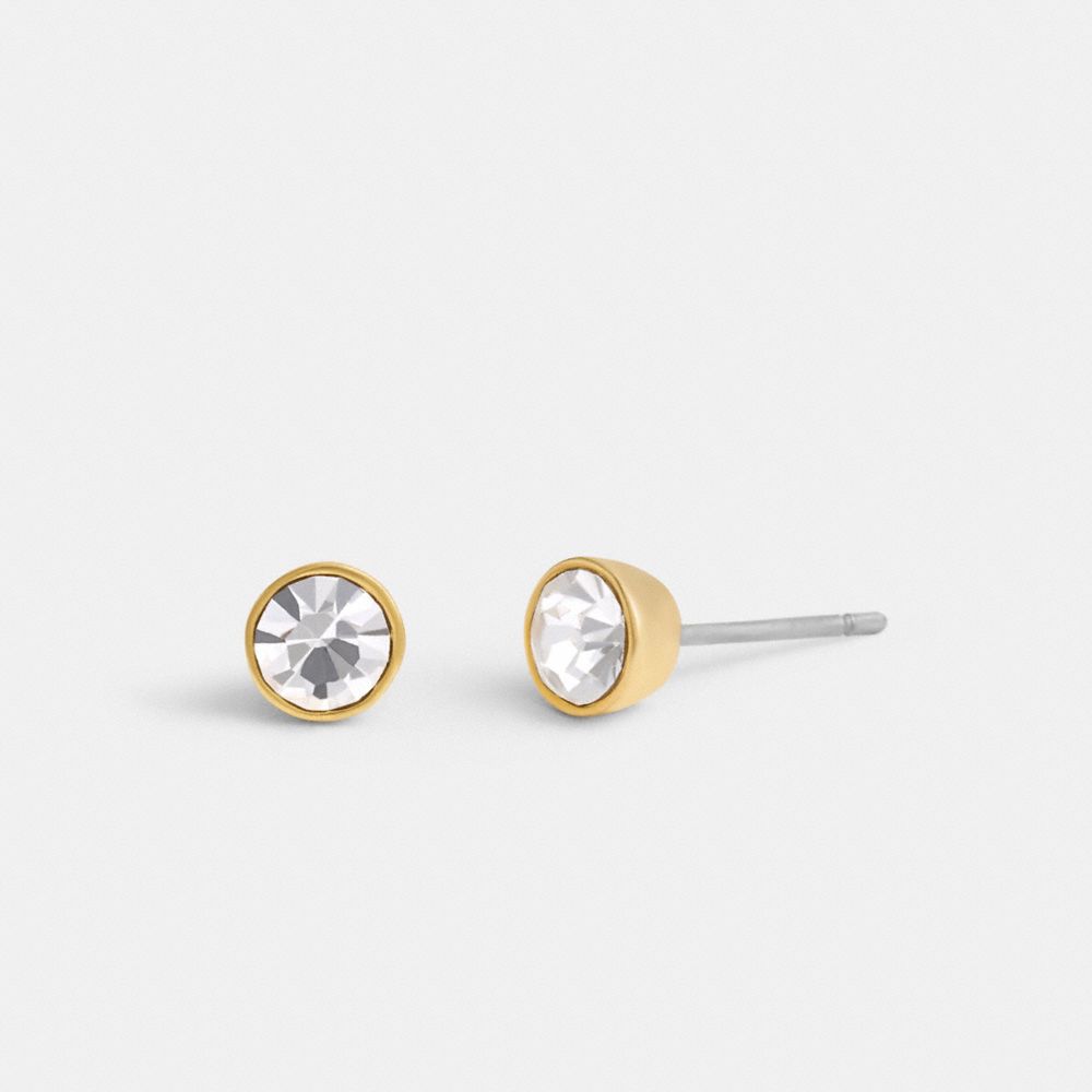 Gold Coach Halo Round Stud Earrings Women Jewelry | 0198RHGLW