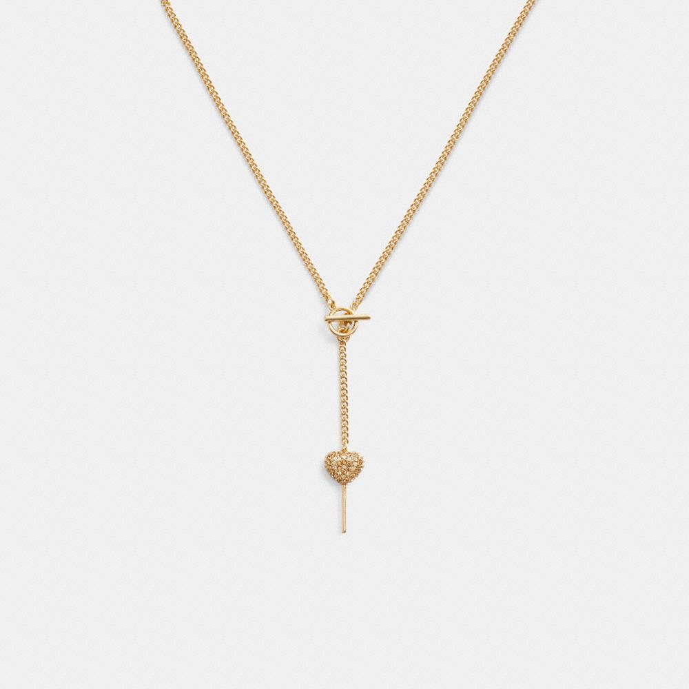 Gold Coach Heart Lollipop Lariat Necklace Women Jewelry | 2397SFPYO