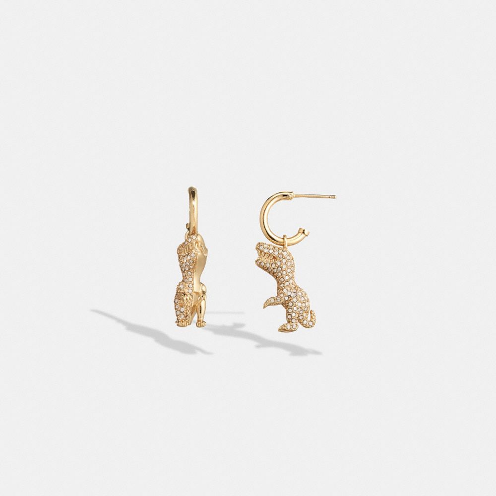 Gold Coach Pavé Rexy Huggie Earrings Women Jewelry | 6930ADPMI