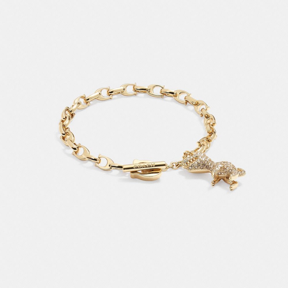 Gold Coach Pavé Rexy Signature Chain Bracelet Women Jewelry | 1572RAOTQ