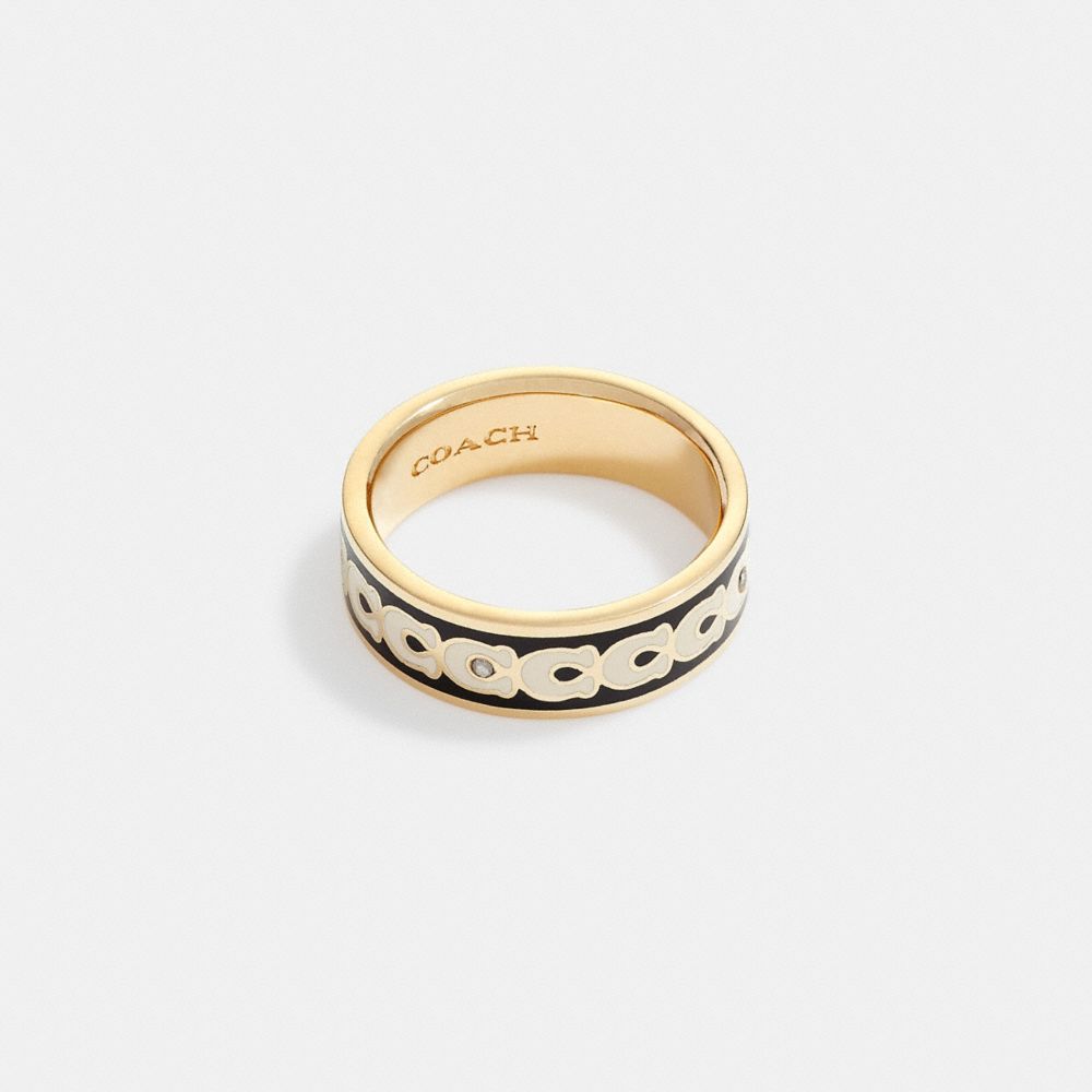 Gold / Black Coach Signature Enamel Ring Women Jewelry | 2345LCNWF