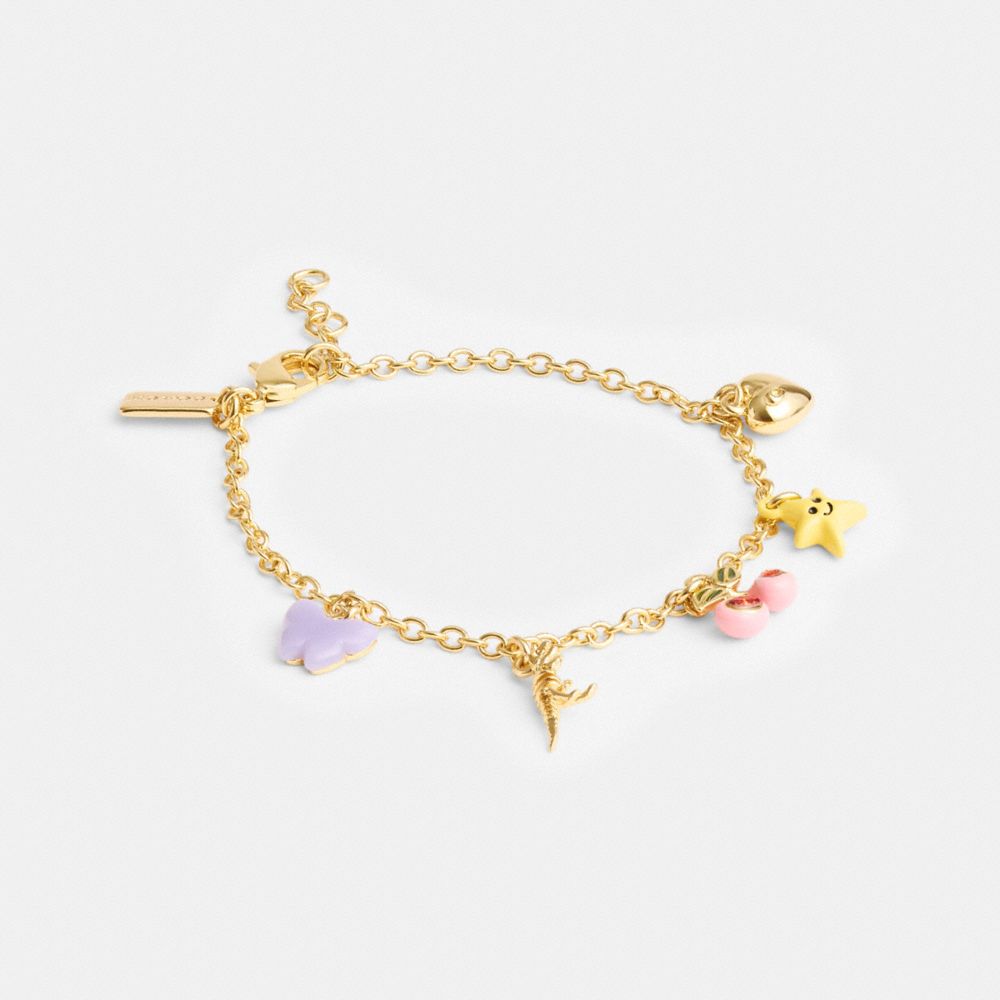 Gold / Multicolor Coach Cherry And Heart Charm Bracelet Women Jewelry | 0863ULSWT