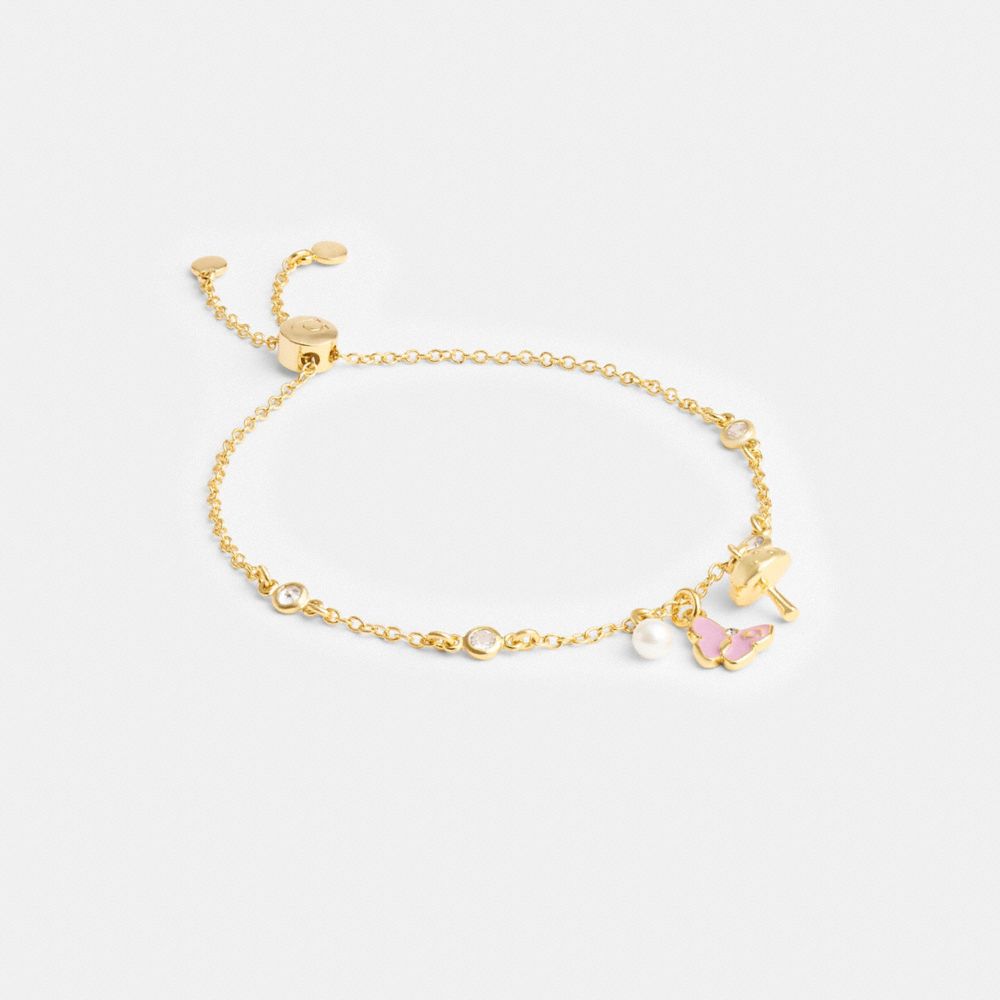 Gold / Multicolor Coach Garden Charms Slider Bracelet Women Jewelry | 1826NLEQA