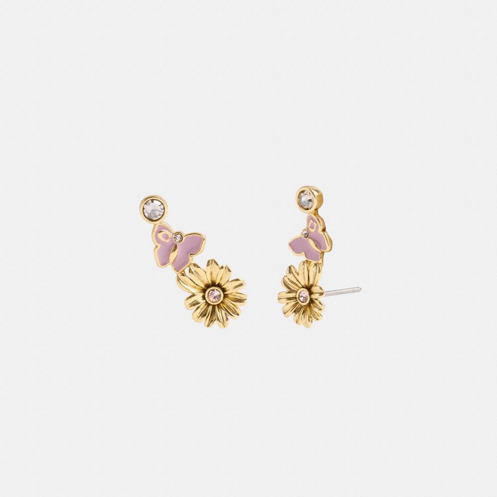 Gold / Multicolor Coach Garden Charms Stud Earrings Women Jewelry | 3971VNIKW