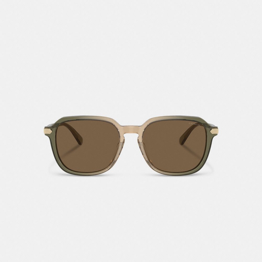 Green/Tan Gradient Coach Wrap Around Hangtag Keyhole Men Sunglasses | 7526BKXLM