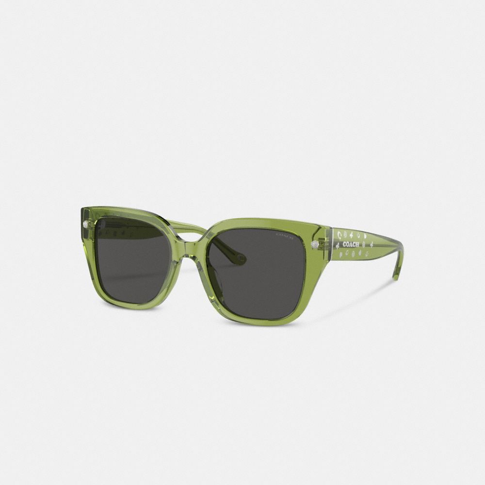 Green Coach Charms Oversized Square Sunglasses Women Eyewear | 4631HFDMS