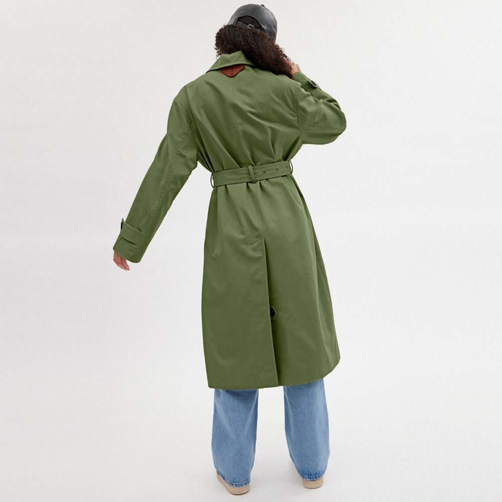 Green Coach Oversized Trench Coat Women Jackets & Outerwear | 9307PUASO