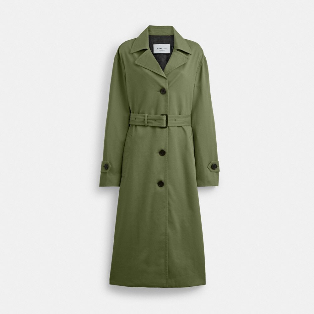 Green Coach Oversized Trench Coat Women Jackets & Outerwear | 9307PUASO