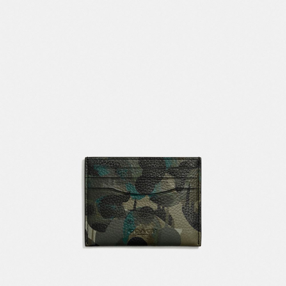 Green / Blue Coach Card Case With Camo Print Men Card Cases & Money Clips | 6489OPLTQ