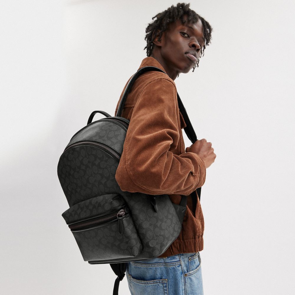 Grey Coach Charter Backpack In Signature Canvas Men Signature | 1083KEPSC