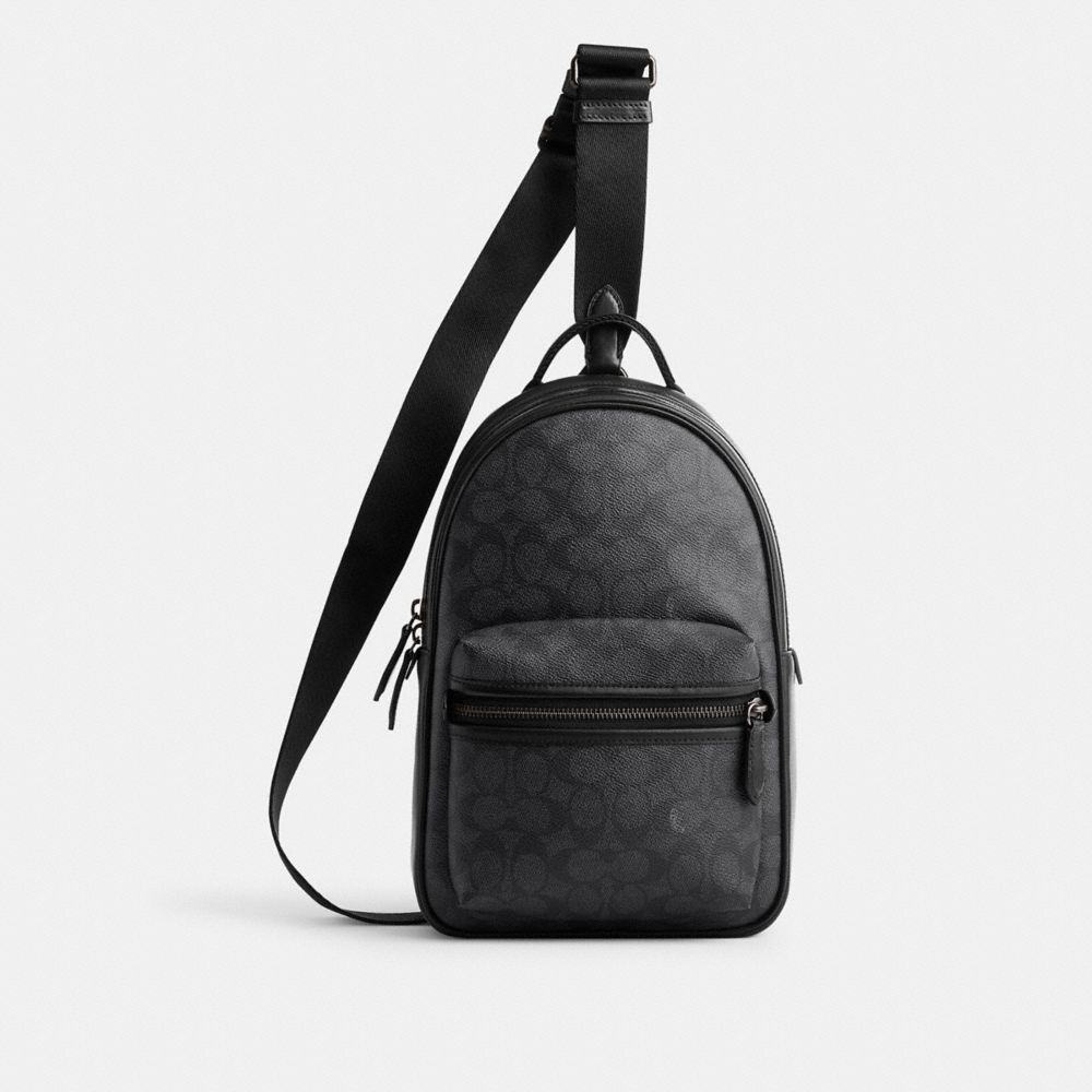 Grey Coach Charter Pack In Signature Canvas Men Messenger & Crossbody | 3581XKNJB