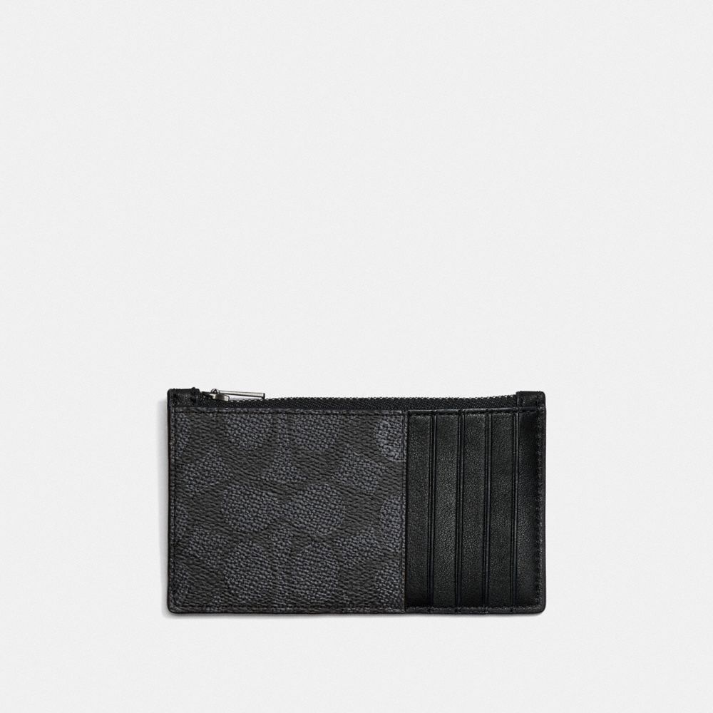 Grey Coach Zip Card Case In Signature Canvas Women Card Cases | 2710ROJMC