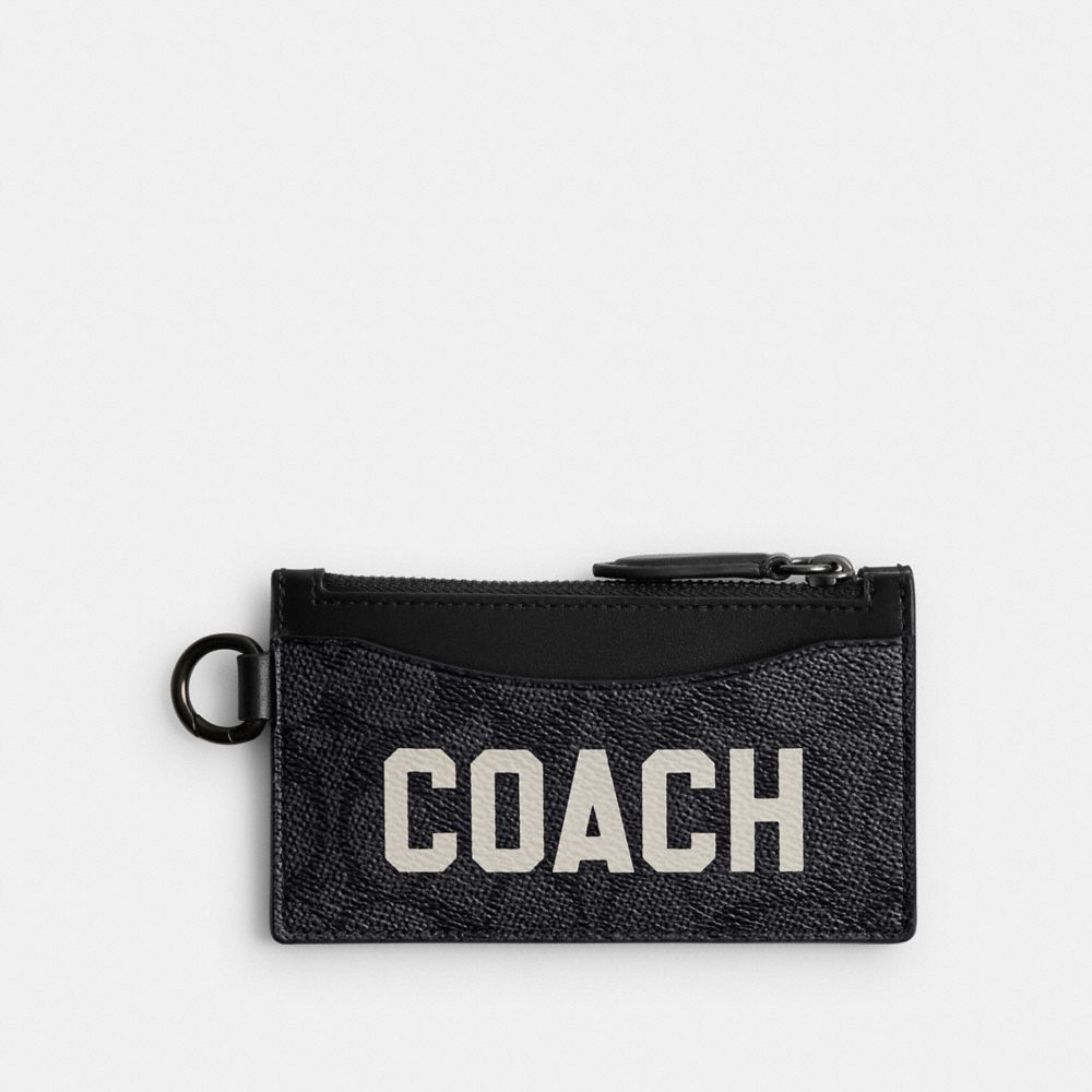 Grey Multicolor Coach Zip Card Case In Signature Canvas With Coach Graphic Men Card Cases & Money Clips | 4861ANQVL