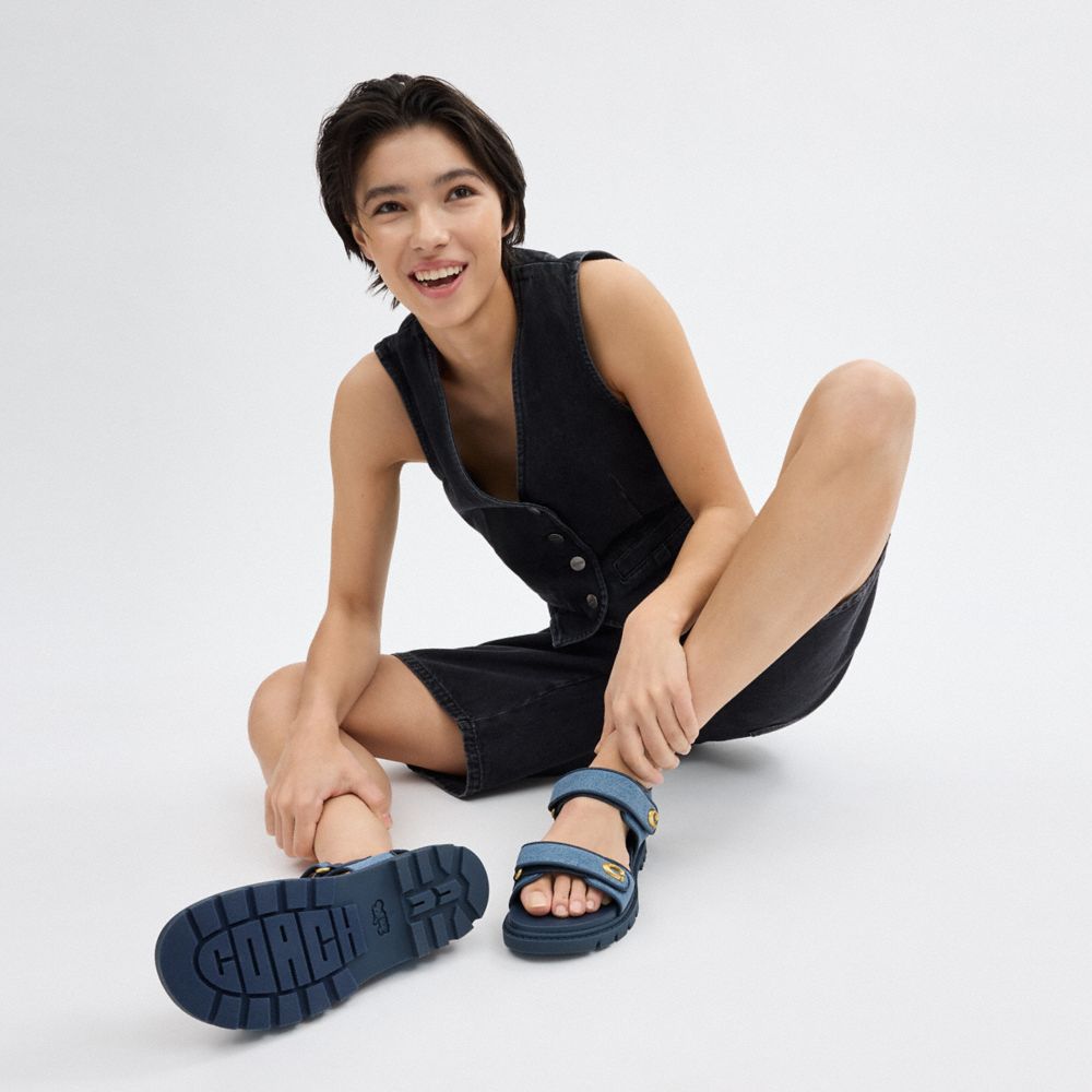 Indigo Denim Coach Brynn Sandal Women Sandals | 1245XVIQZ