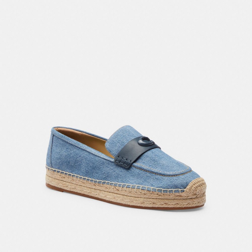 Indigo Denim Coach Camilla Espadrille Women Flats & Loafers | 1580GKOWT