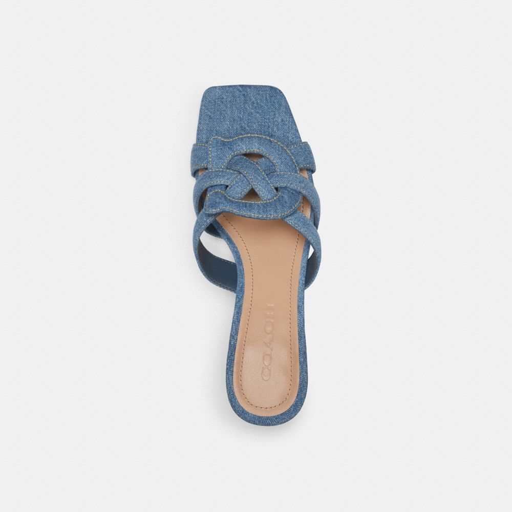 Indigo Denim Coach Nikki Sandal Women Heels | 1593XCTAP