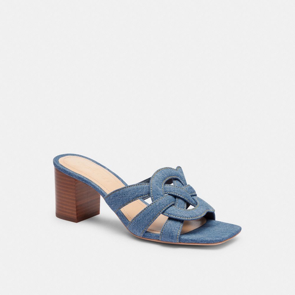 Indigo Denim Coach Nikki Sandal Women Heels | 1593XCTAP