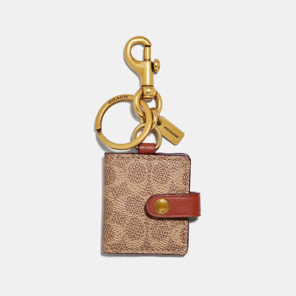 Khaki Coach Picture Frame Bag Charm In Signature Canvas Women Straps, Charms, and Keyrings | 2840IPLUM