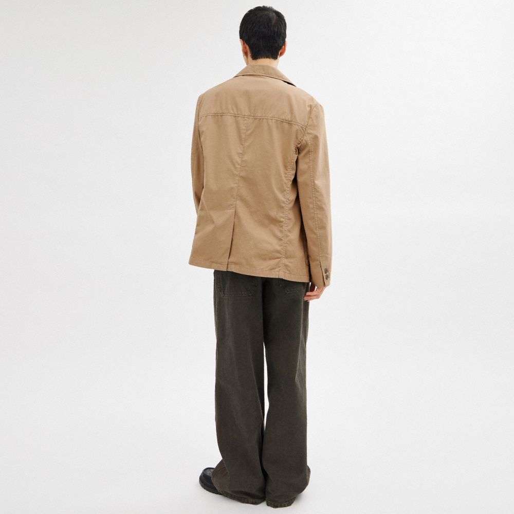 Khaki Coach Regenerative Cotton Casual Lightweight Blazer Men Jackets & Outerwear | 8653UCGEV