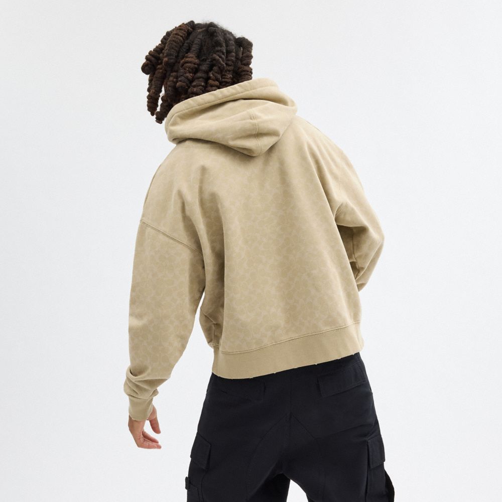 Khaki Coach Signature Long Sleeve Relaxed Americana Pullover Hoodie Men Tops & Bottoms | 9670NWUYP