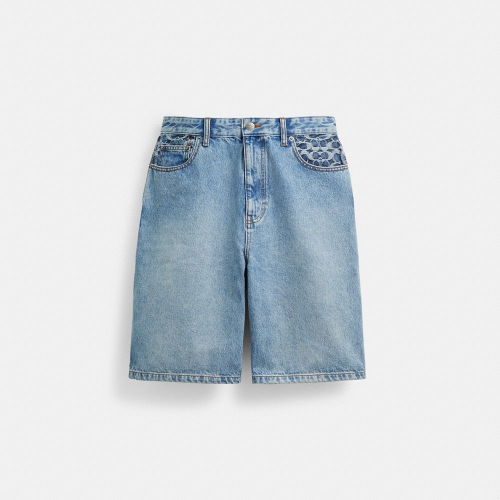 Light Wash Coach Denim Shorts Men Tops & Bottoms | 1086DZQVX