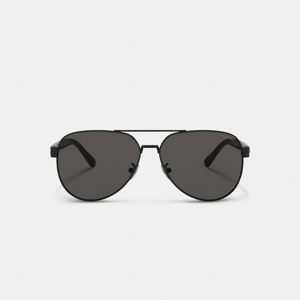 Matte Black Coach Wire Frame Pilot Men Sunglasses | 6017GJXBP