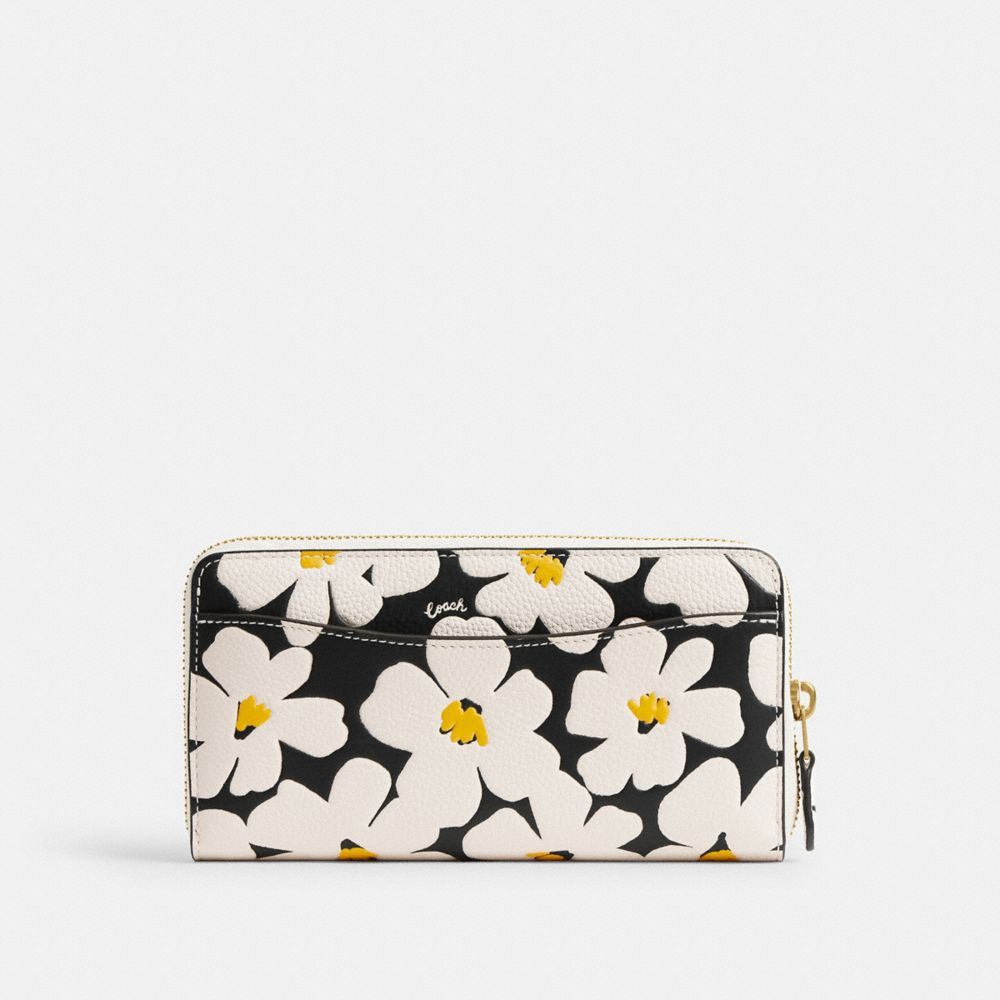 Multicolor Coach Accordion Zip Wallet With Floral Print Women Large Wallets | 7386UJNAE