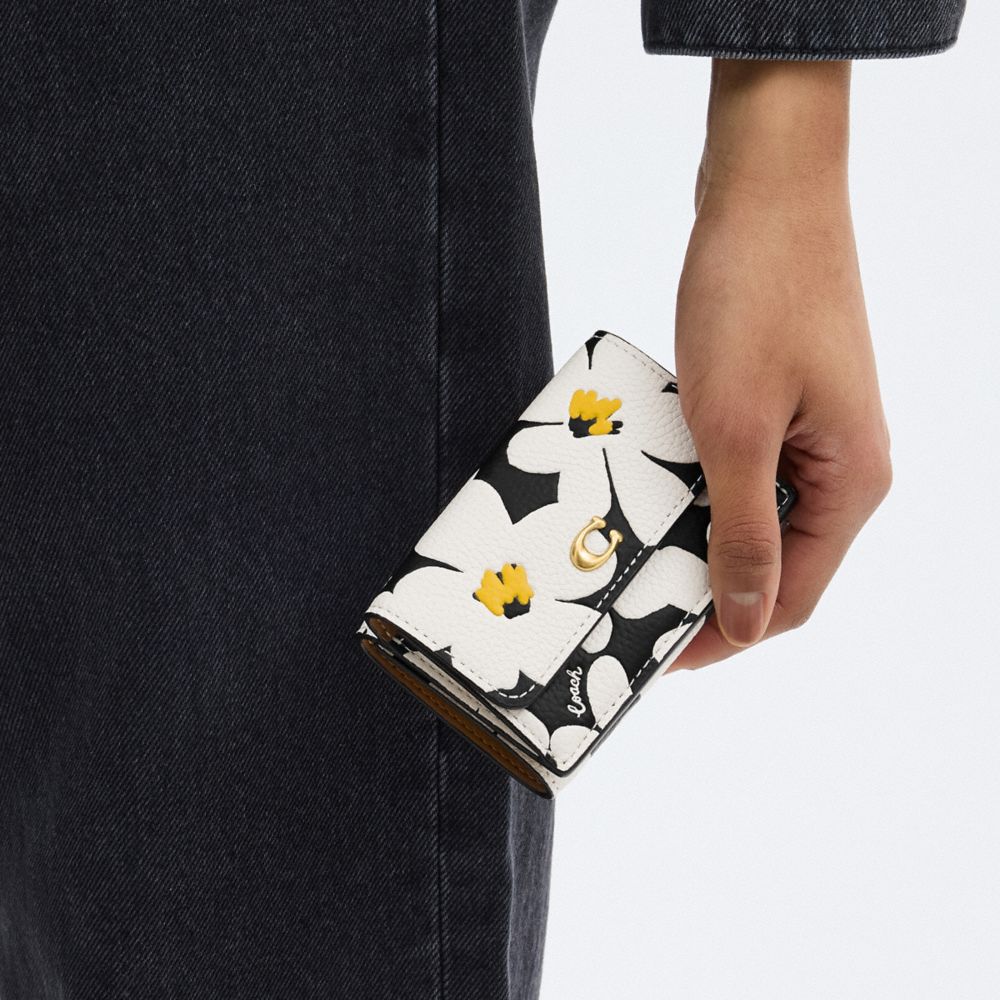 Multicolor Coach Essential Mini Trifold Wallet With Floral Print Women Small Wallets | 2698RNAUS