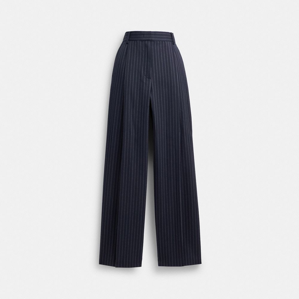 Navy/White Coach Wide Leg Trousers Women Bottoms | 5609CRZKG