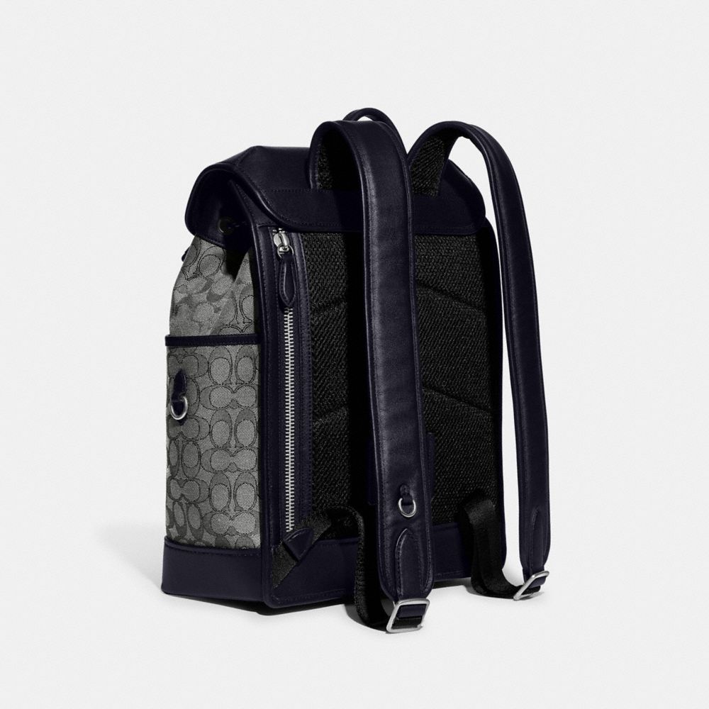 Navy Coach League Flap In Signature Jacquard Men Backpacks | 0458AIBWU