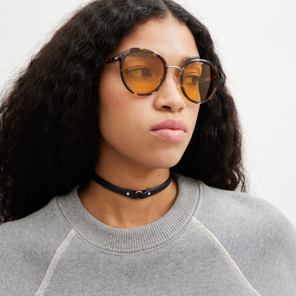 Orange Coach Hangtag Geometric Round Sunglasses Women Eyewear | 1320WIMER