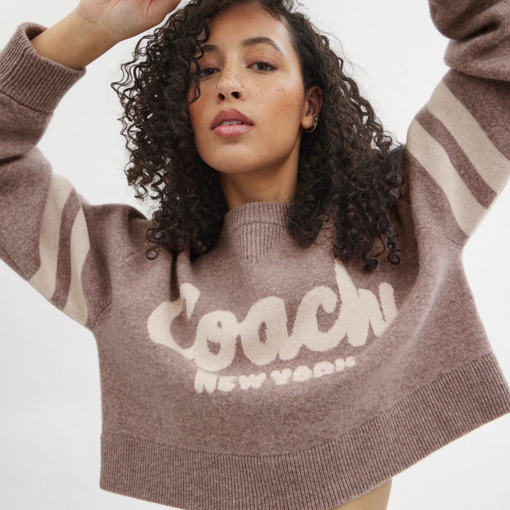 Pink Coach Cropped Coach Sweater Women Tops | 0617UOLFG