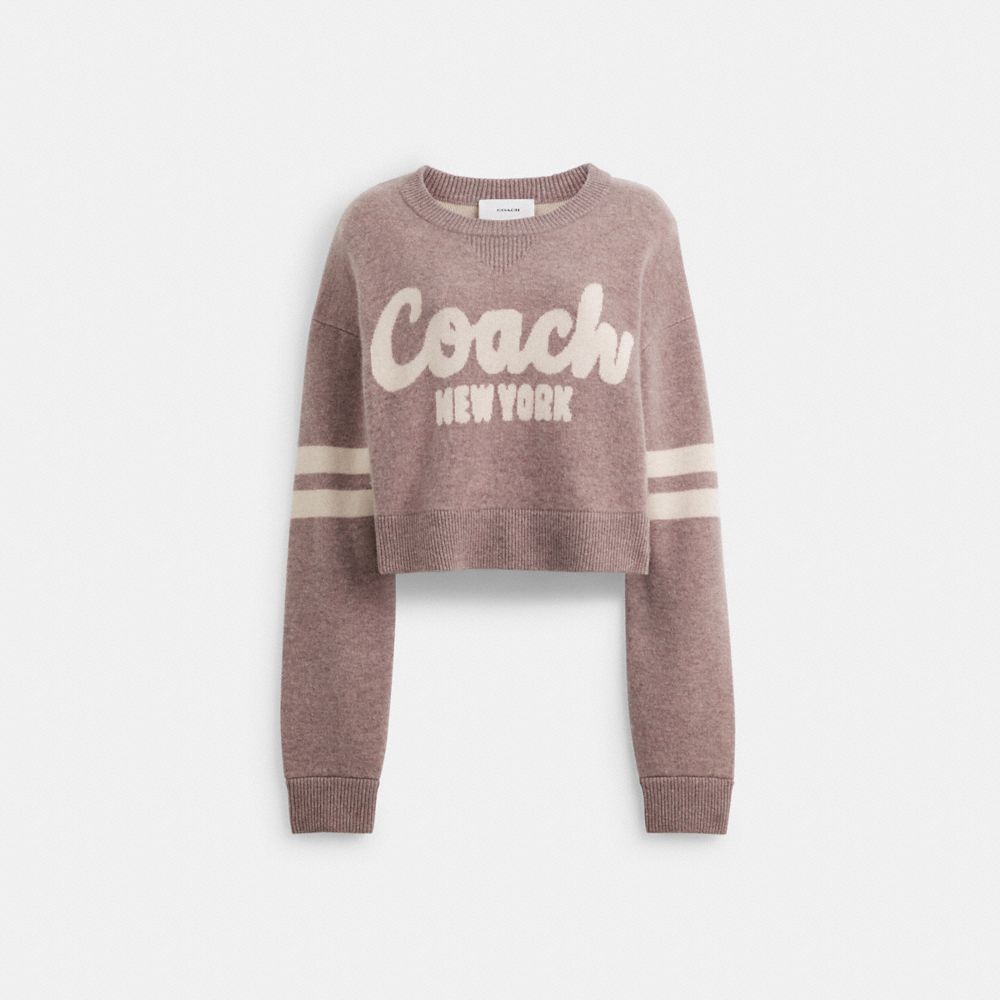 Pink Coach Cropped Coach Sweater Women Tops | 0617UOLFG