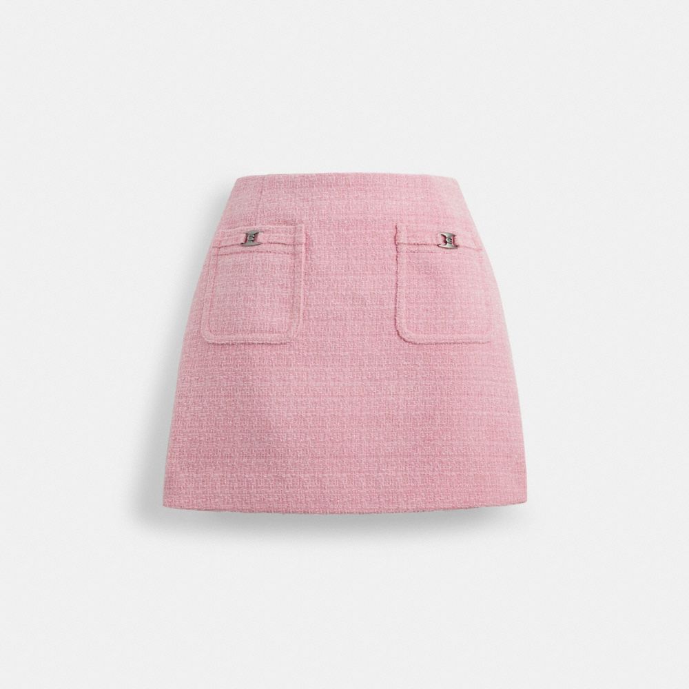 Pink Coach Heritage C Tweed Skirt Women Bottoms | 4236RWYQB