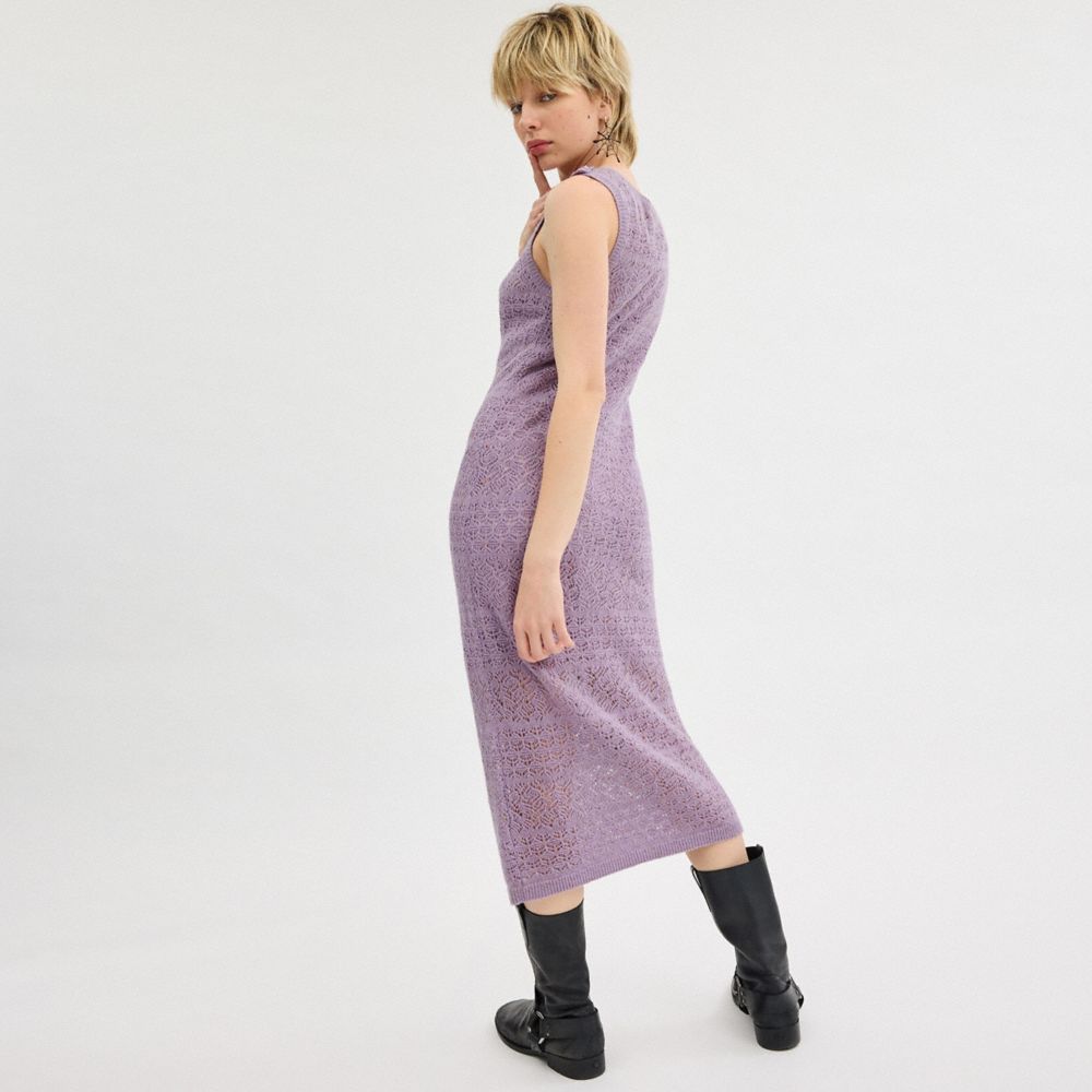 Purple Coach Lace Knit Dress Women Dresses | 9340BMDOT