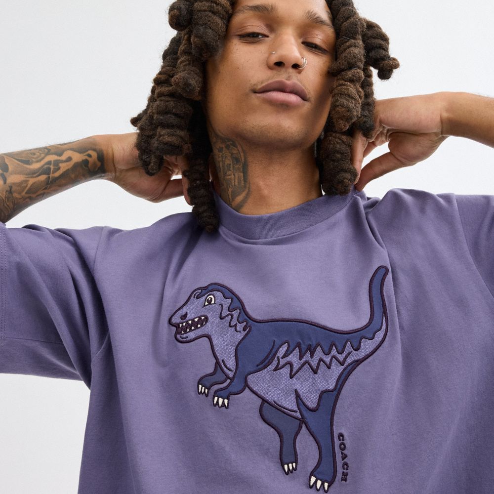 Purple Coach Rexy T Shirt In Organic Cotton Men Tops & Bottoms | 0347LZUNI