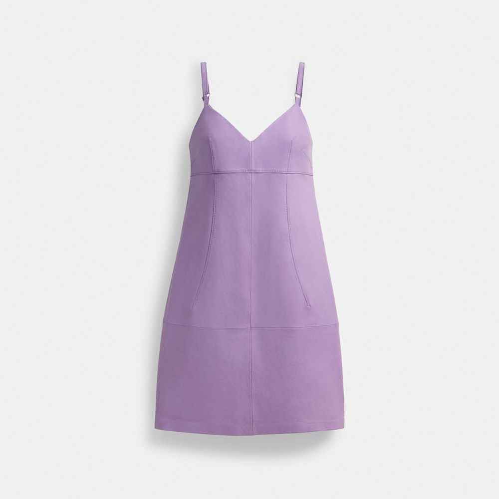 Purple Coach Short Leather Dress Women Dresses | 9463OMQIJ