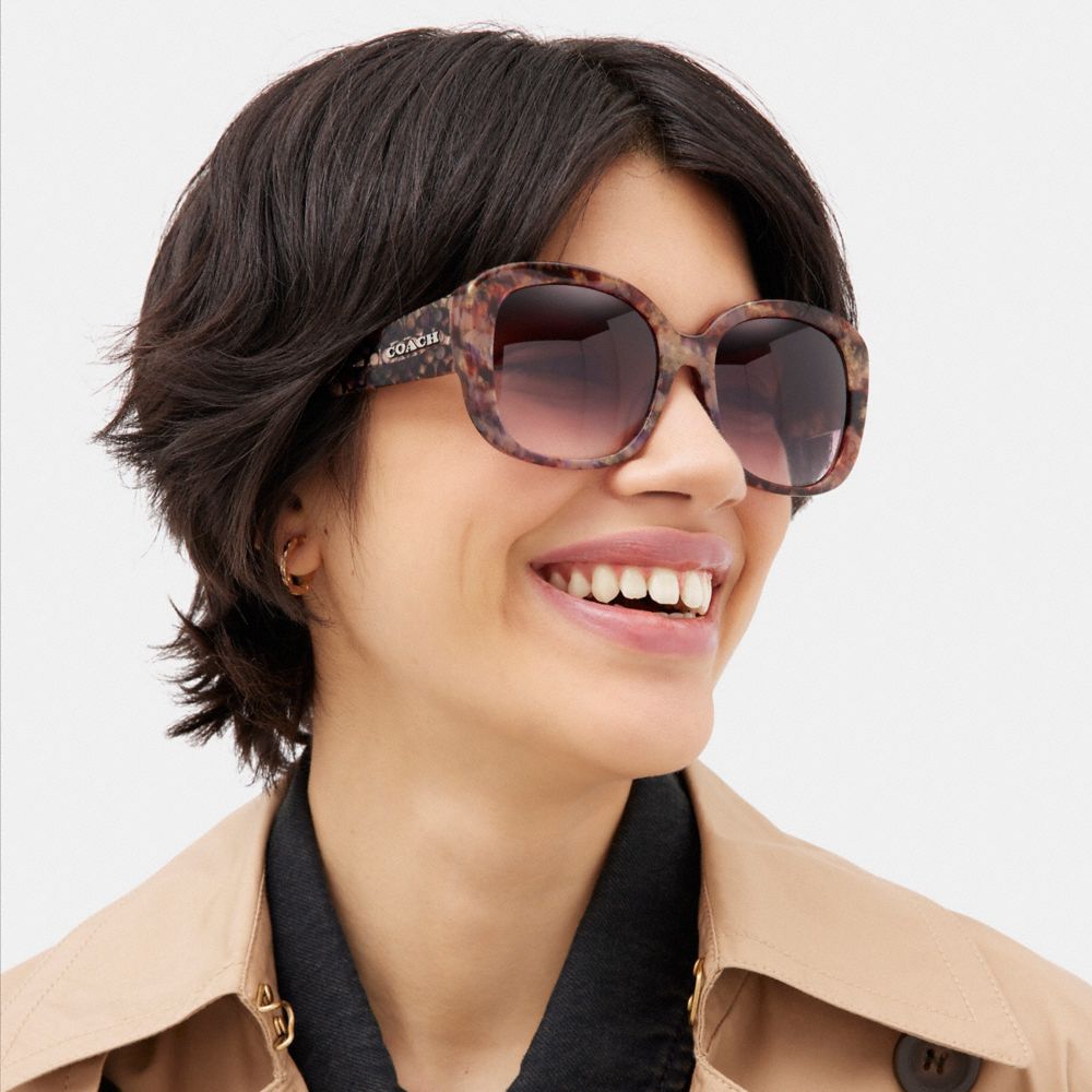 Purple Coach Signature Oversized Square Sunglasses Women Eyewear | 3270QPAOV