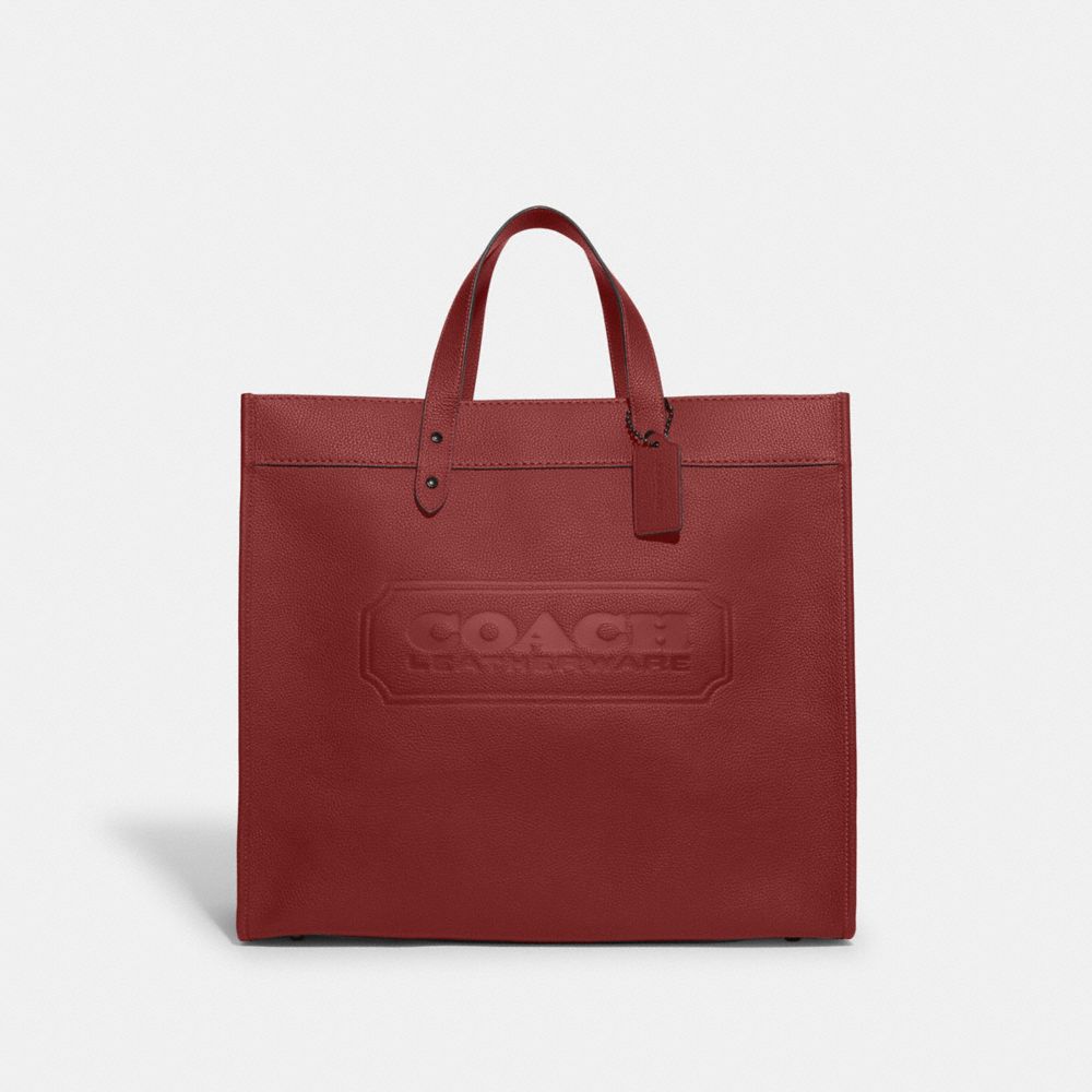 Red Coach Field Tote Bag 40 With Coach Badge Women Totes & Duffles | 6071IDKVG