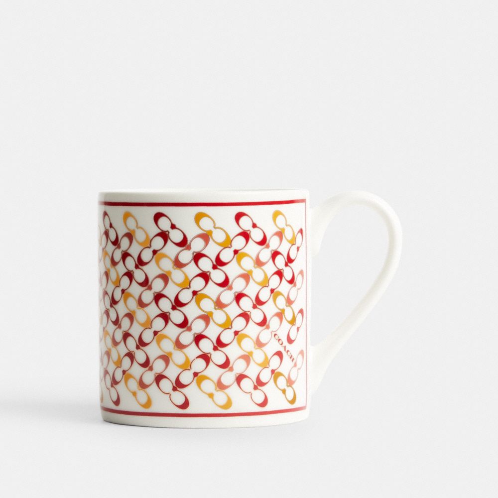 Red Multicolor Coach Signature Mug Women Tech, Desk & Travel | 9715SNKBL