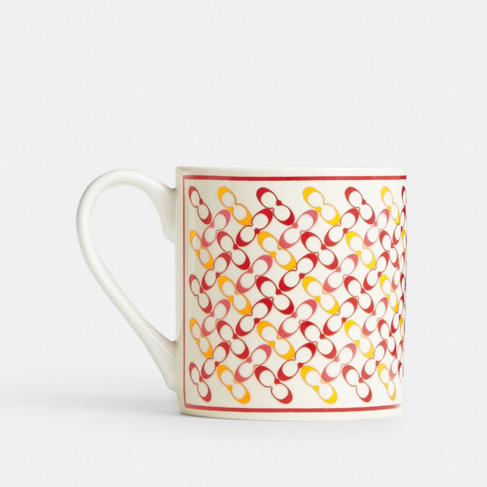 Red Multicolor Coach Signature Mug Women Tech, Desk & Travel | 9715SNKBL