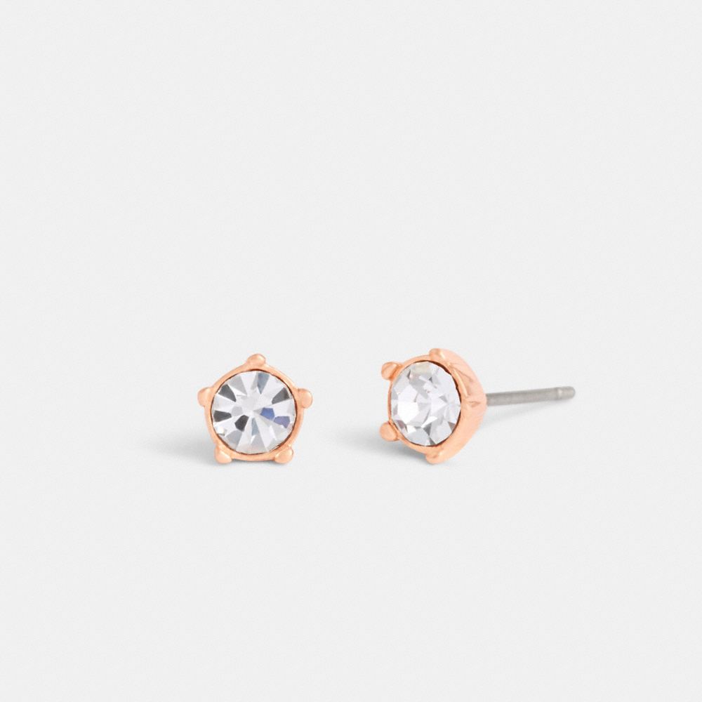 Rose Gold Coach Halo Tea Rose Stud Earrings Women Jewelry | 8216ZLWGP