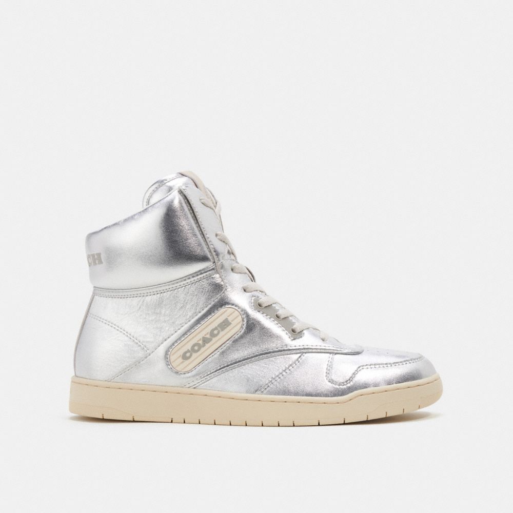 Silver Coach C202 High Top Women Sneakers | 5918STJKV