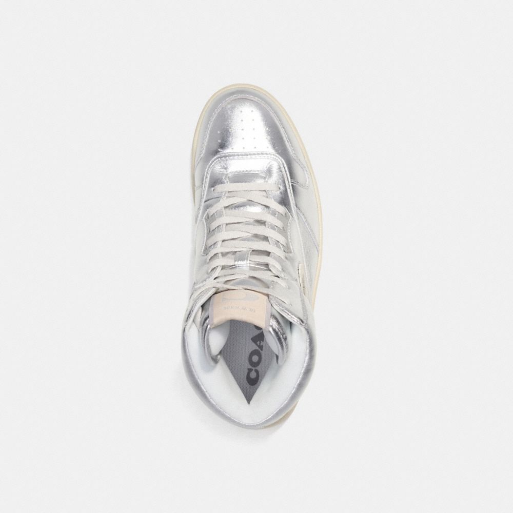 Silver Coach C202 High Top Women Sneakers | 5918STJKV